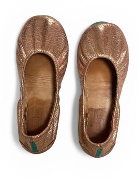 Size 7 TIEKS Rose Gold Glam Leather Ballet Flats